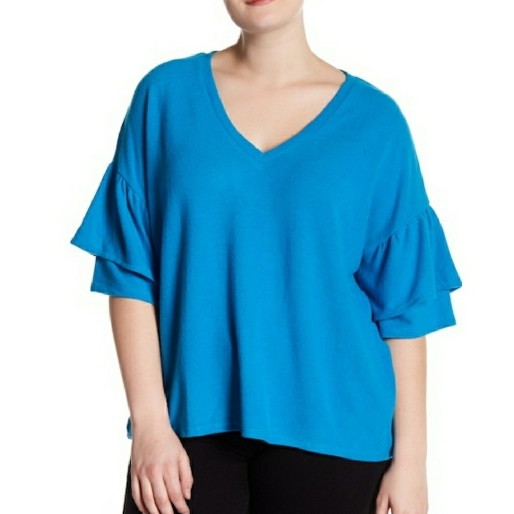 H by Bordeaux Double Tier Ruffle Sleeve Sweater